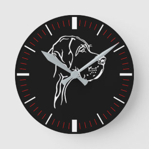 Redondo Mediano Reloj de perro con manecilla de minutos negra roja