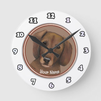 Redondo Mediano Reloj de perro Dachshund
