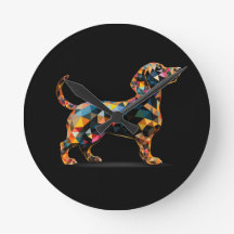 Reloj de perro de Dachshund, negro neón