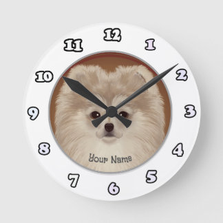 Redondo Mediano Reloj de perro de Pomerania