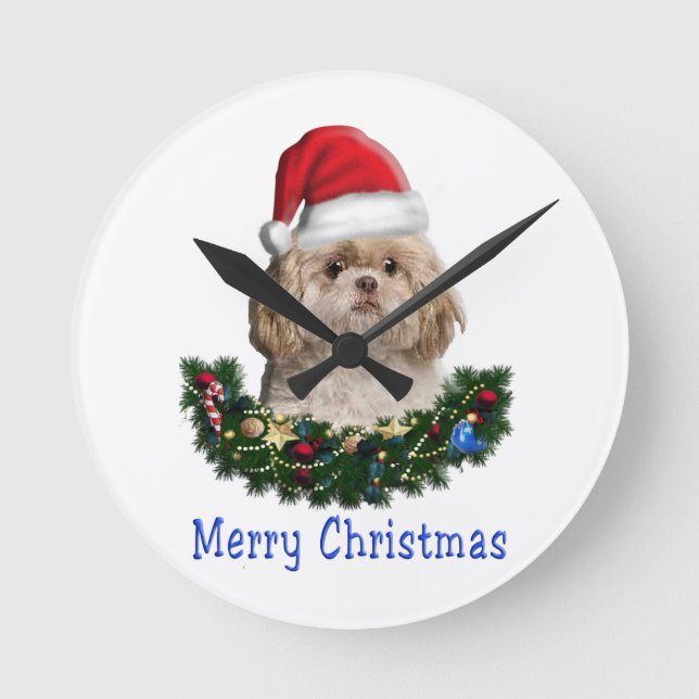 Redondo Mediano reloj de perro divertido (Anverso)