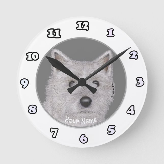 Redondo Mediano Reloj de perro Terrier Cairn (Anverso)