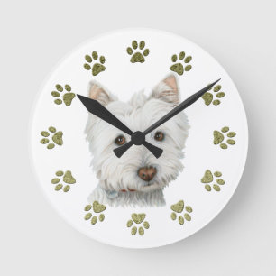 Redondo Mediano Reloj de perros Westie