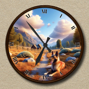 Redondo Mediano Reloj de personalizable con malinois belga