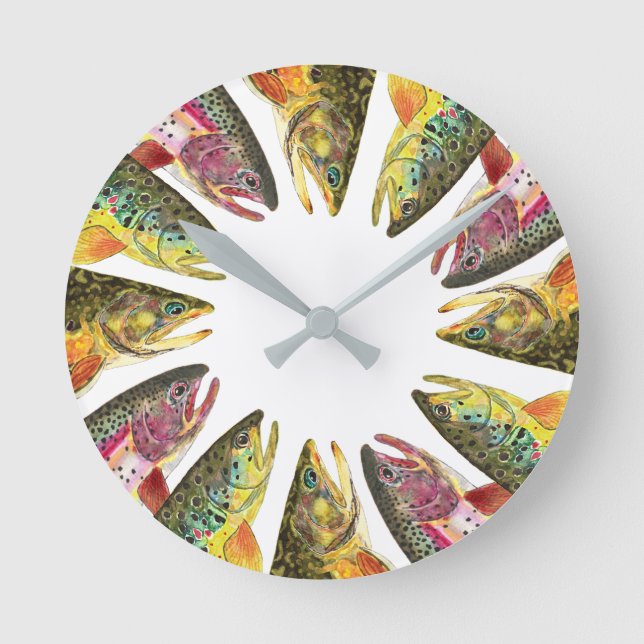 Redondo Mediano Reloj de pesca de trucha (Anverso)