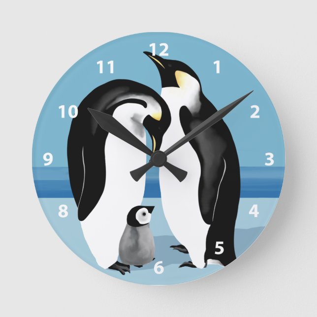 Redondo Mediano Reloj de pingüino del emperador (Anverso)