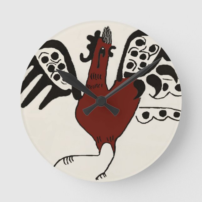Redondo Mediano Reloj de pollo rojo (Anverso)