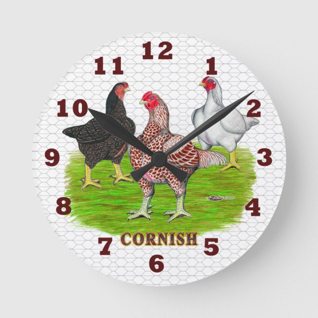 Redondo Mediano Reloj de Pollos Cornish (Anverso)