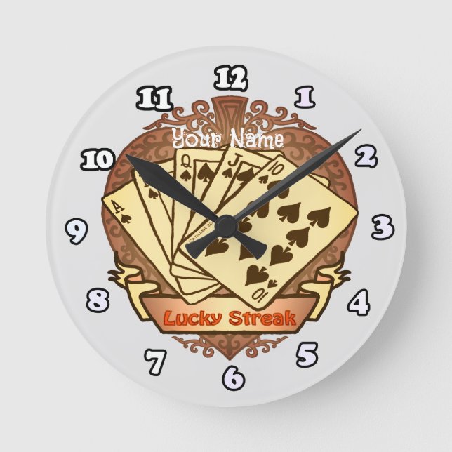 Redondo Mediano Reloj de póquer Lucky Streak (Anverso)