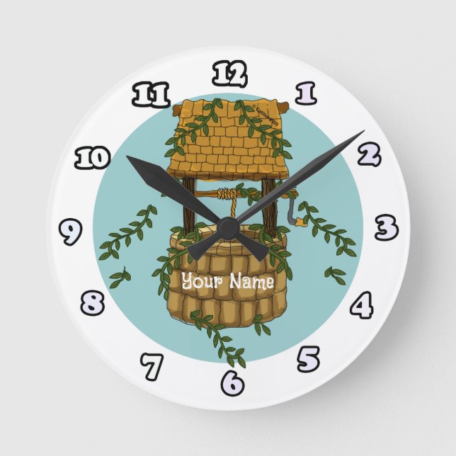Redondo Mediano Reloj de pozo de deseos Amish (Anverso)