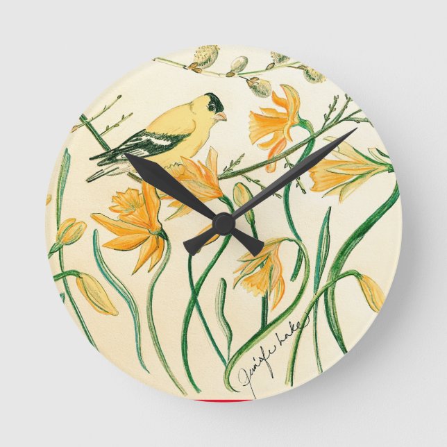 Redondo Mediano Reloj de primavera de Goldfinch (Anverso)