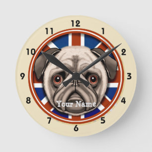 Redondo Mediano Reloj de Pug de Inglaterra