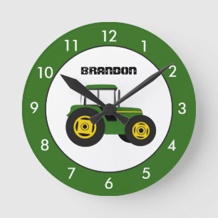 Redondo Mediano Reloj de redondeo personalizado del tractor verde