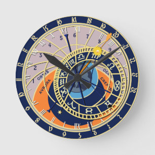Redondo Mediano Reloj de reloj astronómico de Praga, redonda