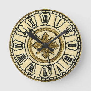 Redondo Mediano Reloj de reloj de cola de Gilt antiguo cara de ace