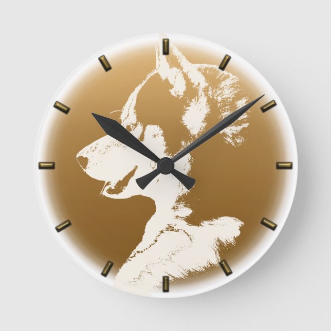 Redondo Mediano Reloj de reloj de mazorca Husky Regalos Decoración (Anverso)