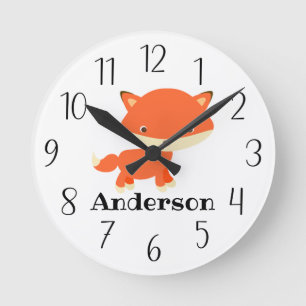Redondo Mediano Reloj de ronda de Fox para bebés personalizado