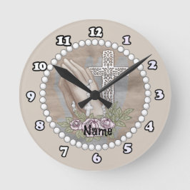 Redondo Mediano Reloj de Rosario de Manos en Oración