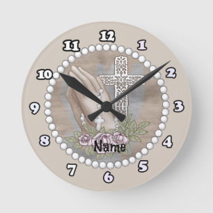 Redondo Mediano Reloj de Rosario de Manos en Oración