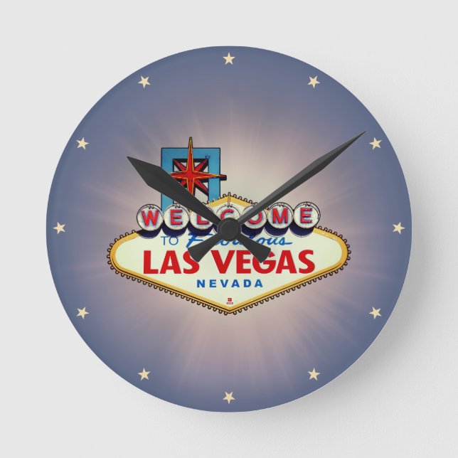 Redondo Mediano Reloj de Rótulo de Las Vegas (Anverso)