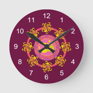 Redondo Mediano Reloj de sala de masajes - Om Mandala