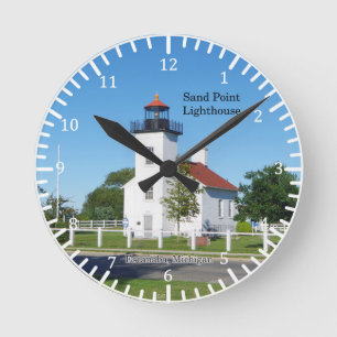 Redondo Mediano Reloj de Sand Point Lighthouse Escanaba
