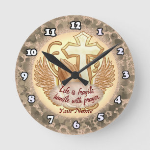 Redondo Mediano Reloj de Sepia Prayer Hands Christian