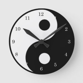 Redondo Mediano Reloj de símbolos blanco y negro Yin Yang