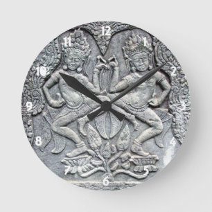 Redondo Mediano Reloj de talla de piedra de los bailarines