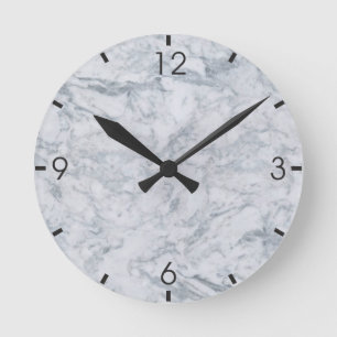 Redondo Mediano Reloj de textura de mármol blanco