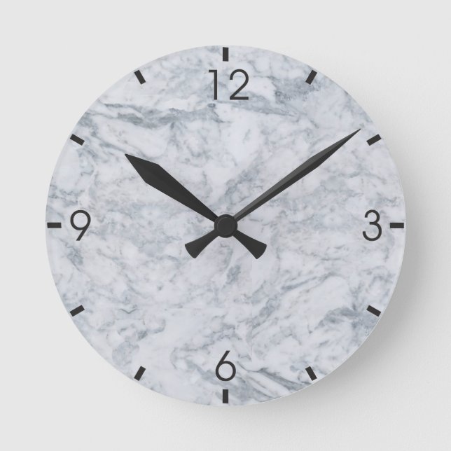 Redondo Mediano Reloj de textura de mármol blanco (Anverso)