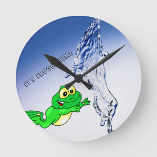 Redondo Mediano Reloj de tiempo de froggy