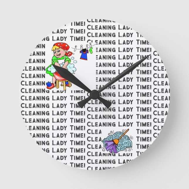 Redondo Mediano Reloj de tiempo de la señora limpiadora (Anverso)
