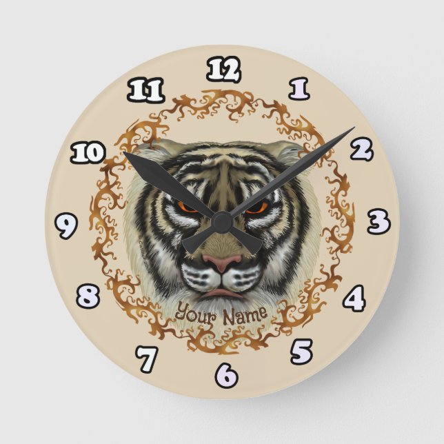 Redondo Mediano Reloj de Tigre Feroz (Anverso)