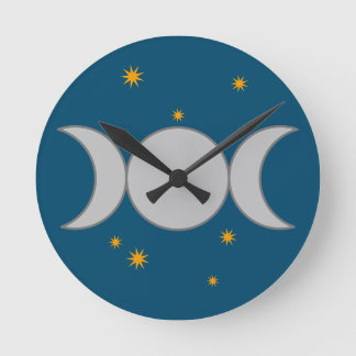 Redondo Mediano Reloj de Triple Luna con Estrellas