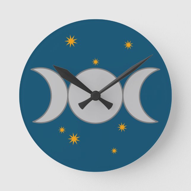 Redondo Mediano Reloj de Triple Luna con Estrellas (Anverso)