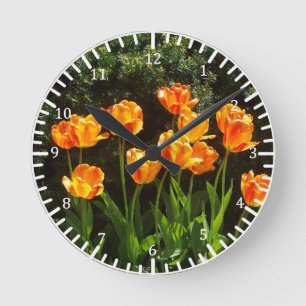 Redondo Mediano Reloj de tulipanes amarillos