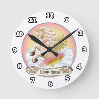 Redondo Mediano Reloj de Unicornio Arcoíris Bebé