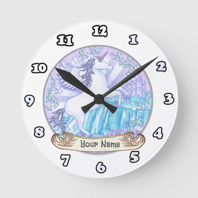 Redondo Mediano reloj de Unicornio Crystal Pegasus (Anverso)