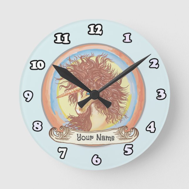 Redondo Mediano Reloj de Unicornio de Fantasía (Anverso)