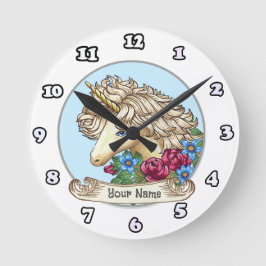 Redondo Mediano Reloj de Unicornio de Rosa