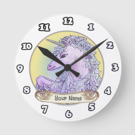 Redondo Mediano Reloj de Unicornio Violeta