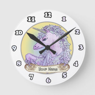 Redondo Mediano Reloj de Unicornio Violeta