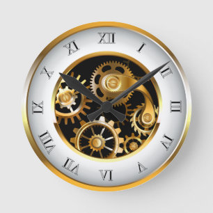 Redondo Mediano Reloj de vapor con libélula mecánica