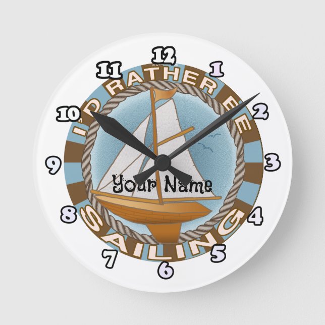Redondo Mediano Reloj de velero Rather Be Sailing (Anverso)