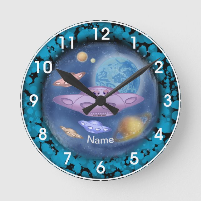 Redondo Mediano Reloj de viaje espacial (Anverso)