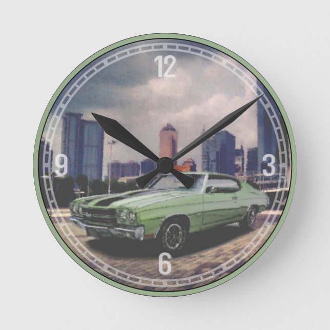 Redondo Mediano Reloj decorativo (verde) 1970 de Chevrolet (Anverso)