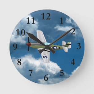 Redondo Mediano Reloj del aeroplano del mustango P51