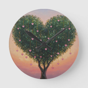 Redondo Mediano Reloj del Árbol de los Corazones