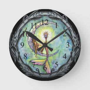 Redondo Mediano Reloj del arte de la fantasía de la luna de la